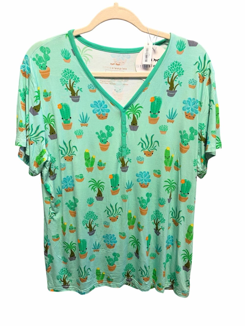 Little Sleepies Succulent Sleep Dress Nightgown Bamboo Cactus Print Large NWT